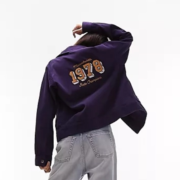 Topshop Jackets & Blazers - Topshop Corduroy Navy Zip Jacket